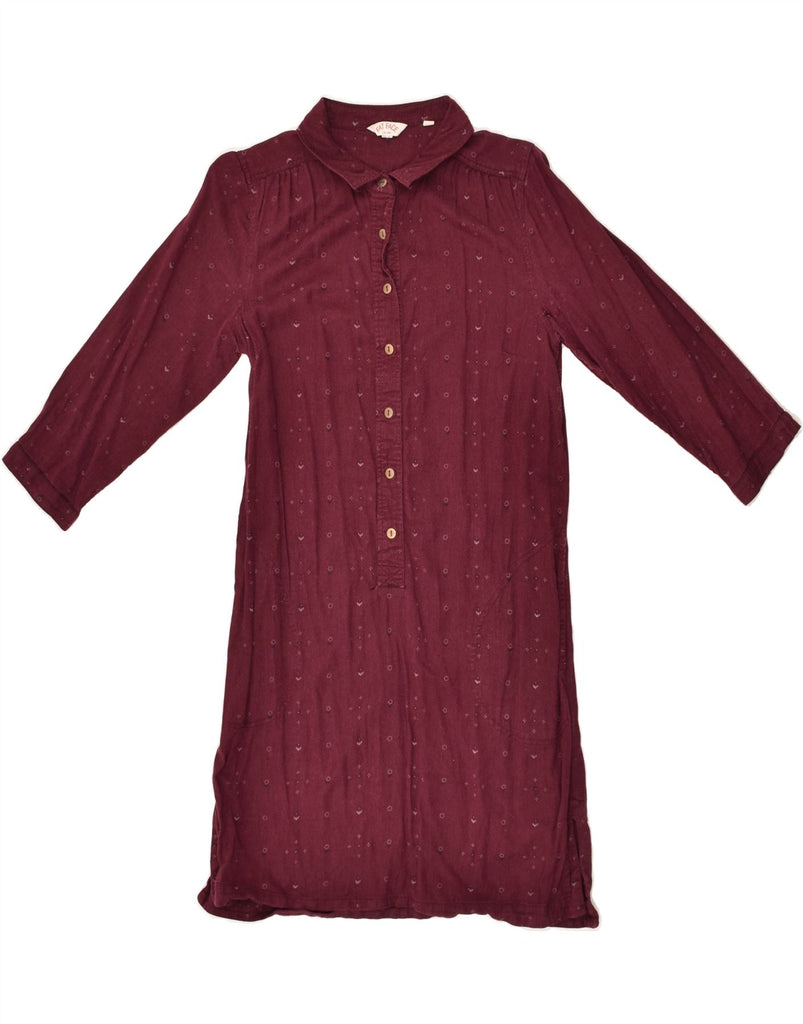 FAT FACE Womens Long Sleeve Shirt Dress UK 8 Small Maroon Floral Cotton Vintage Fat Face and Second-Hand Fat Face from Messina Hembry 