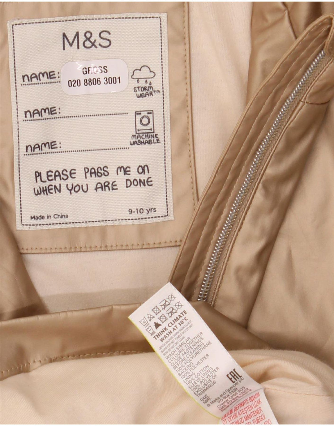 Marks & Spencer Girls Hooded Raincoat 9-10 Years Gold Polyurethane