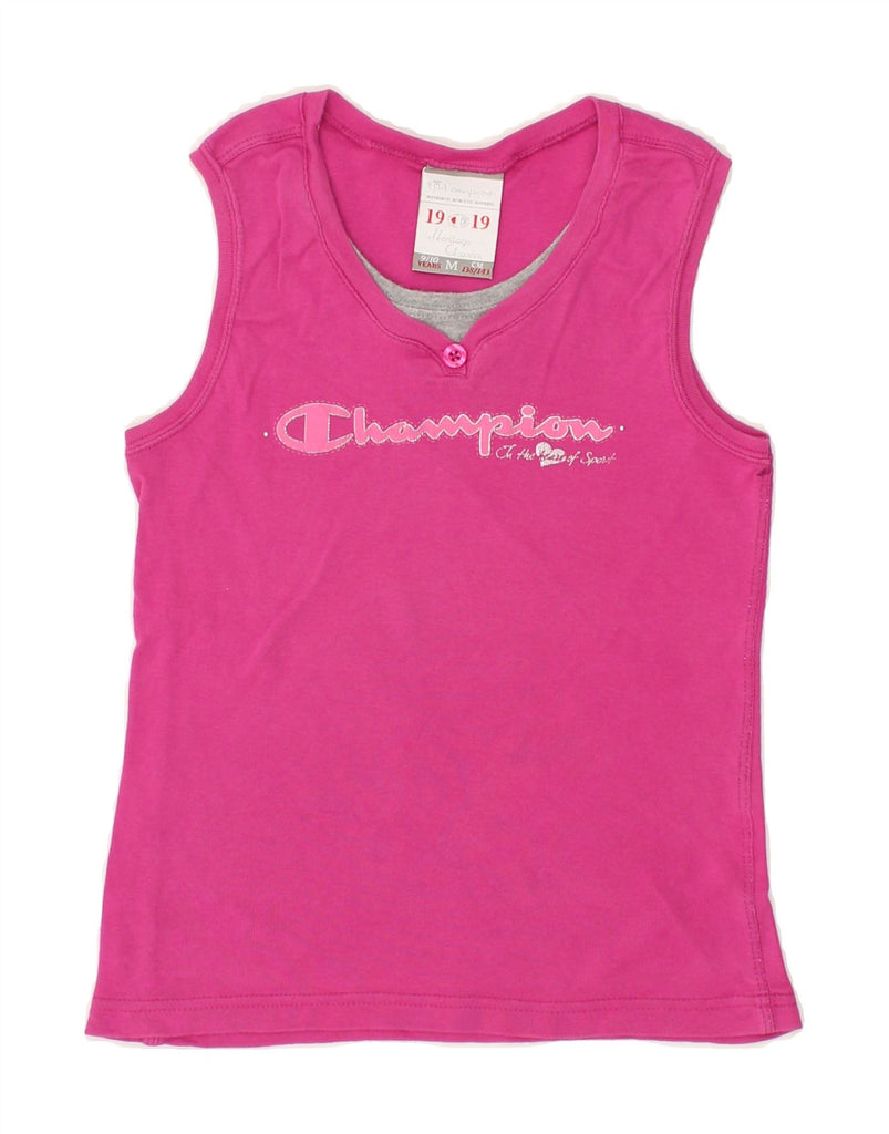 CHAMPION Girls Heritage Classics Graphic Vest Top 9-10 Years Medium Pink | Vintage Champion | Thrift | Second-Hand Champion | Used Clothing | Messina Hembry 