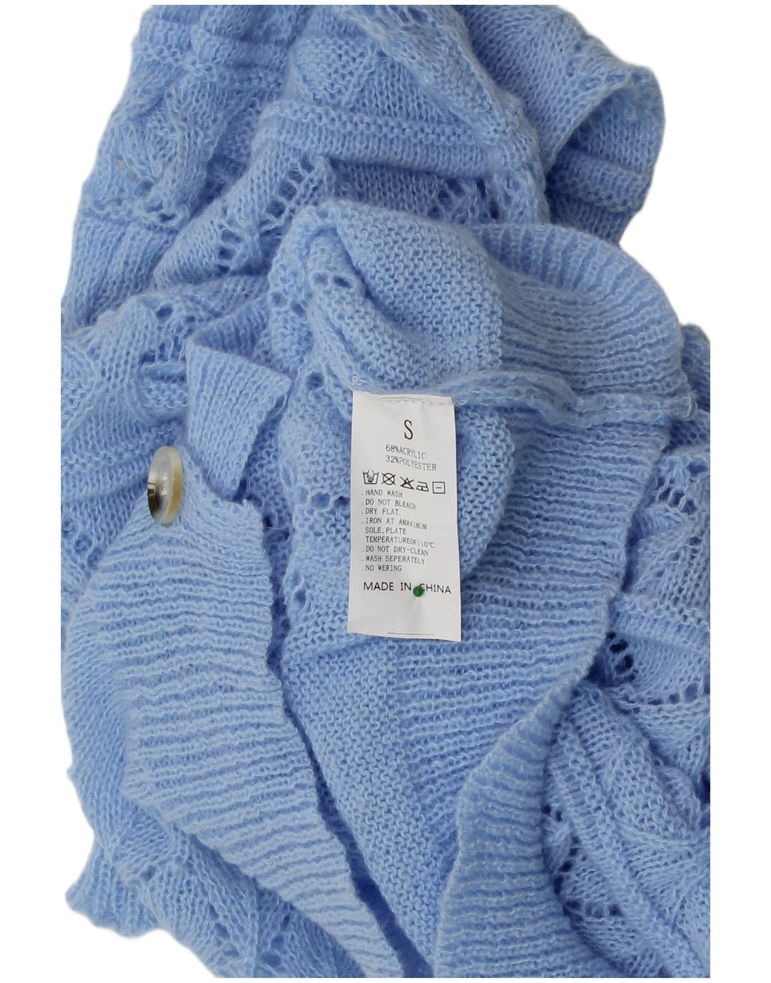 VINTAGE Womens Loose Fit Crop Cardigan Sweater UK 10 Small Blue Acrylic