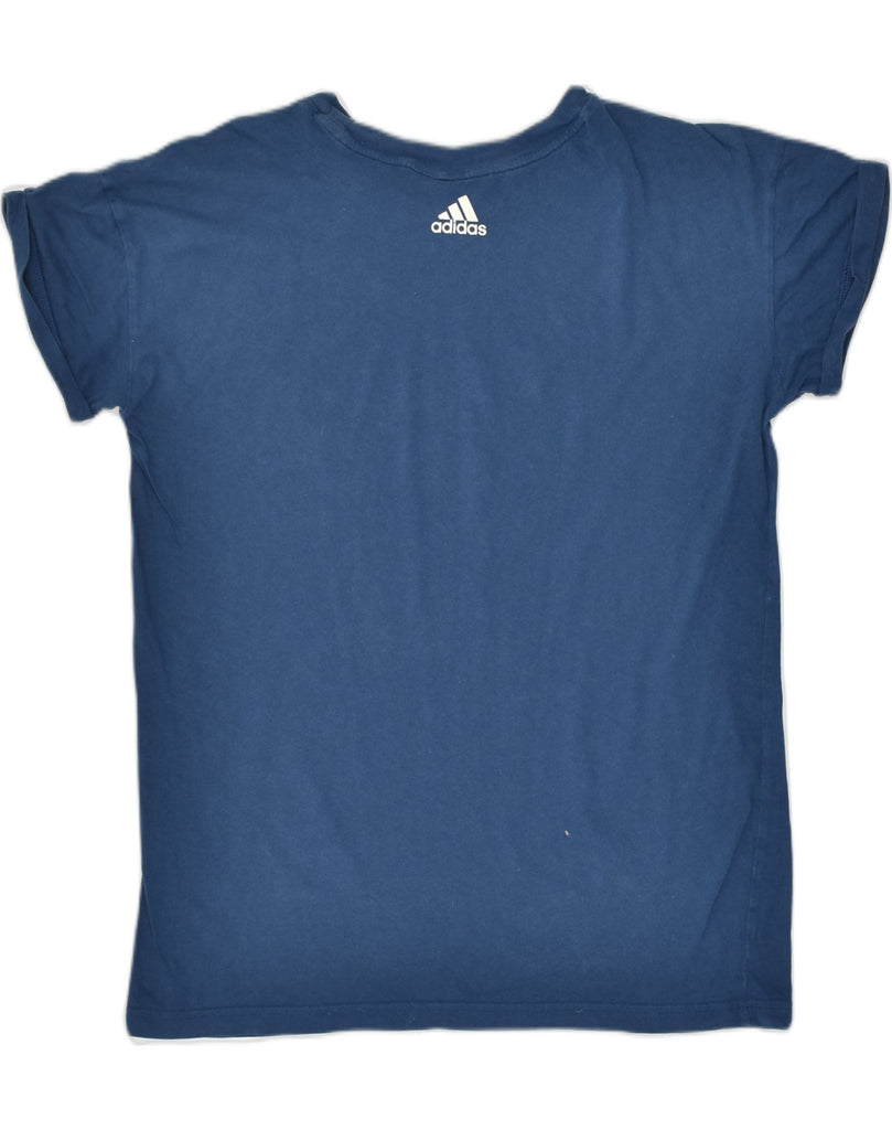 ADIDAS Womens Graphic T-Shirt Top UK 8/10 Small Navy Blue Cotton | Vintage Adidas | Thrift | Second-Hand Adidas | Used Clothing | Messina Hembry 