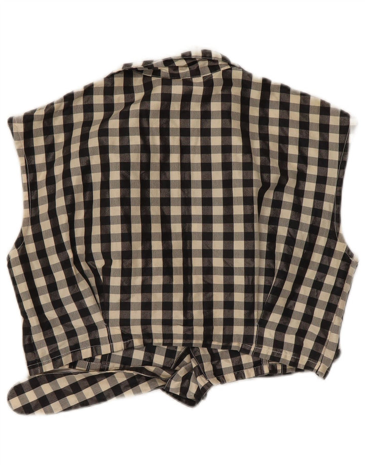 Vintage Womens Crop Sleeveless Shirt Blouse IT 42 Medium Black Gingham