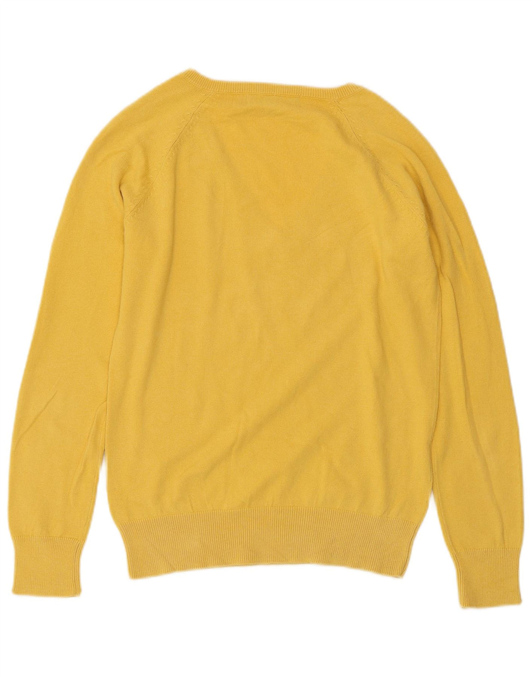 ZARA Womens V-Neck Jumper Sweater UK 14 Large Yellow Cotton