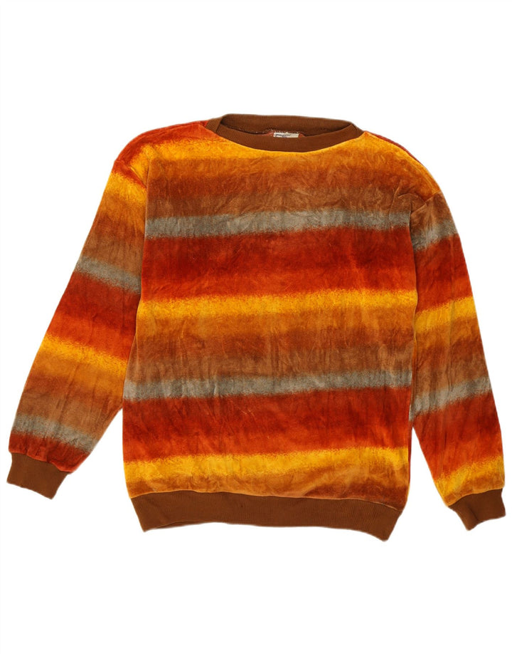 Vintage Womens Velvet Sweatshirt Jumper UK 14 Medium Multicoloured Striped