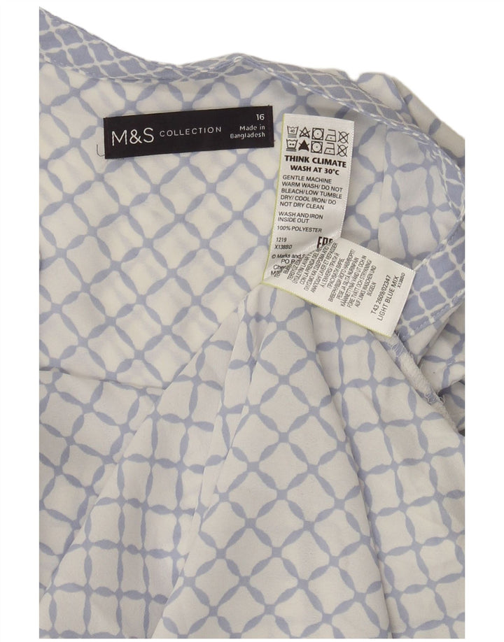 Marks & Spencer Womens Sleeveless Blouse Top UK 16 Large Blue Geometric