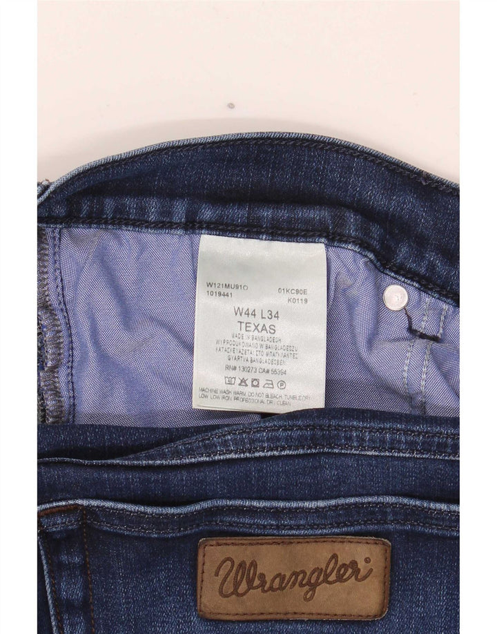 Wrangler Mens Texas Straight Jeans W44 L32 Navy Blue Cotton