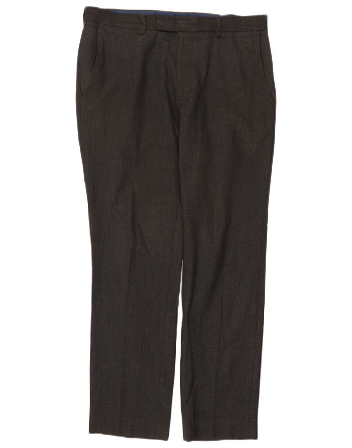 Marks & Spencer Mens Slim Suit Trousers W32 L29 Grey Polyester