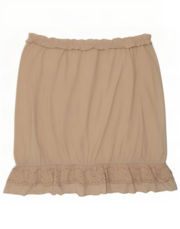 Benetton Womens Crop Strapless Top UK 12 Medium Beige Cotton