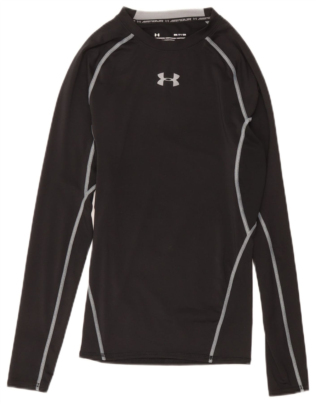 Under Armour Mens Heat Gear Graphic Top Long Sleeve Small Black Polyester