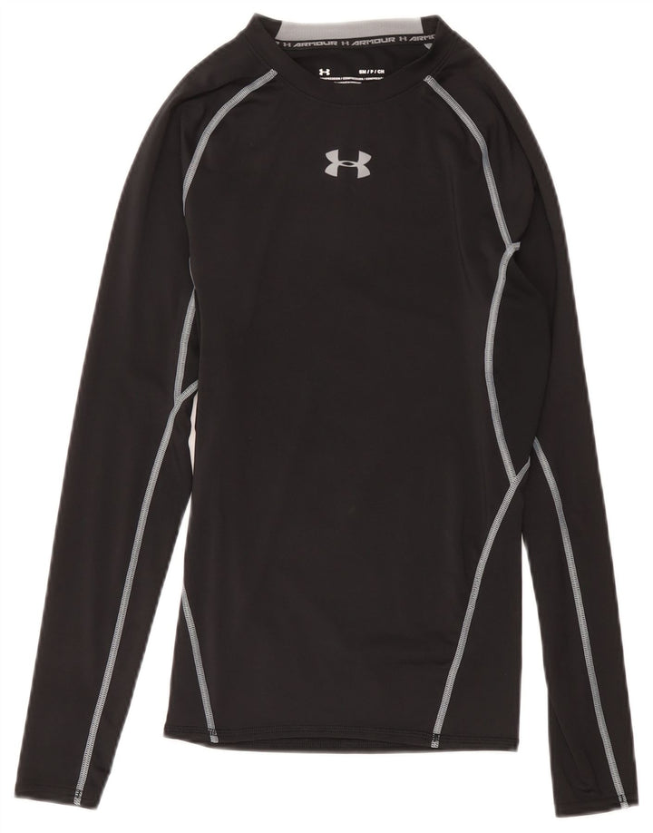 Under Armour Mens Heat Gear Graphic Top Long Sleeve Small Black Polyester