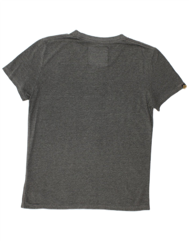 SUPERDRY Mens Graphic T-Shirt Top Medium Grey Cotton