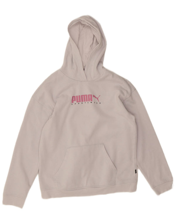 Puma Girls Graphic Hoodie Jumper 15-16 Years White Cotton
