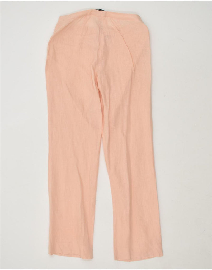 MARELLA Womens Straight Suit Trousers UK 10 Small W28 L30 Pink Linen | Vintage Marella | Thrift | Second-Hand Marella | Used Clothing | Messina Hembry 
