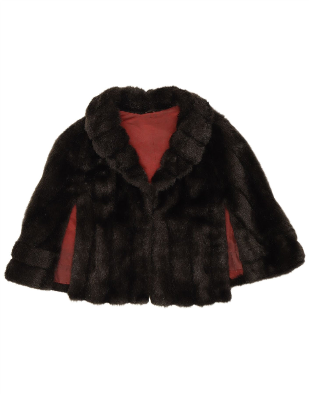 VINTAGE Womens Faux Fur Poncho Bolero Jacket One Size Black