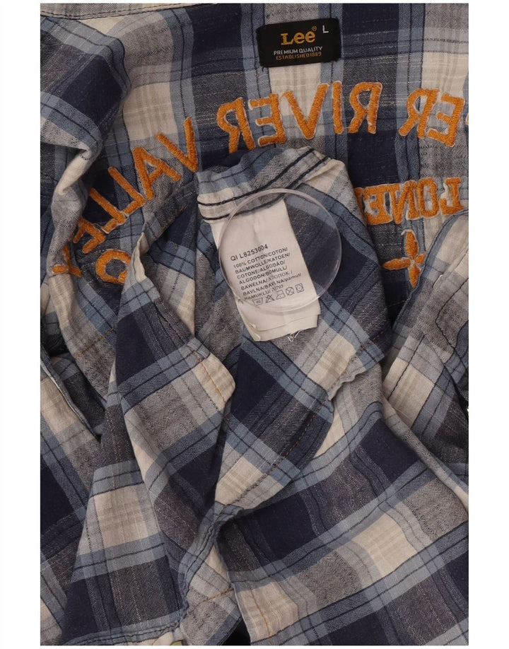 Lee Mens Graphic Shirt Large Blue Check Cotton