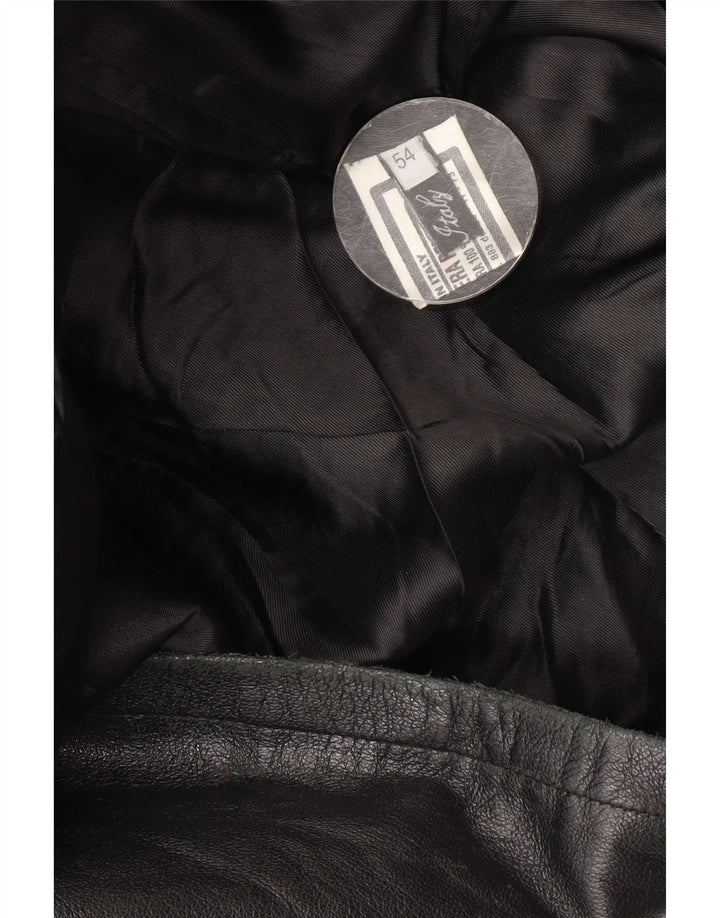 Vintage Mens Leather Jacket IT 54 2XL Black Leather