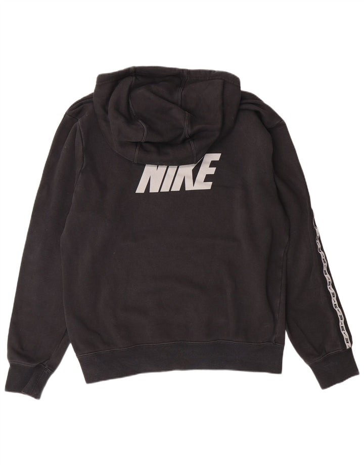 NIKE Mens Graphic Hoodie Jumper Small Black Cotton