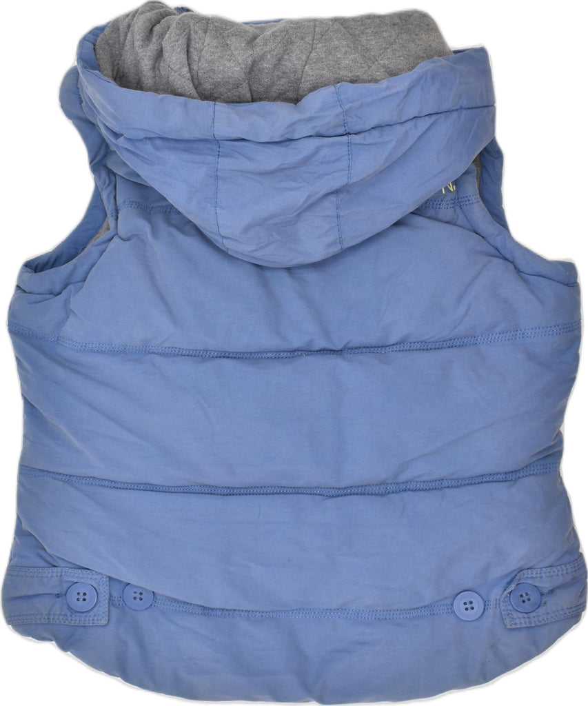 SUPERDRY Womens University Gilet Hooded Padded Gilet UK 12 Medium Blue | Vintage | Thrift | Second-Hand | Used Clothing | Messina Hembry 