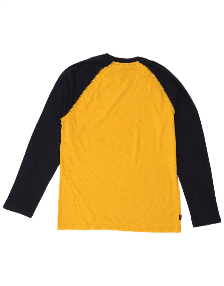 Superdry Mens Top Long Sleeve Medium Yellow Colourblock Cotton