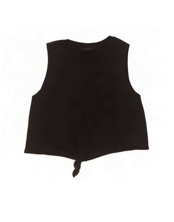 All Saints Womens Sleeveless Crop Top UK 10 Small Black Cotton