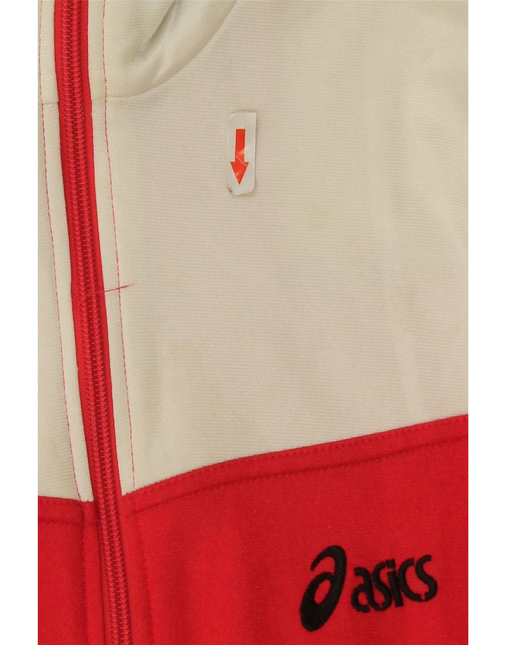 Asics Mens Graphic Tracksuit Top Jacket UK 42 Large Red Colourblock
