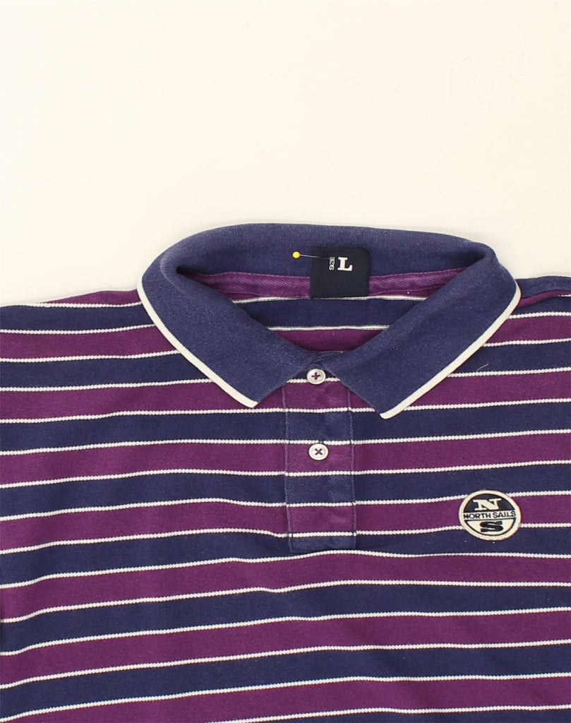 NORTH SAILS Mens Polo Shirt Large Purple Striped Cotton | Vintage North Sails | Thrift | Second-Hand North Sails | Used Clothing | Messina Hembry 