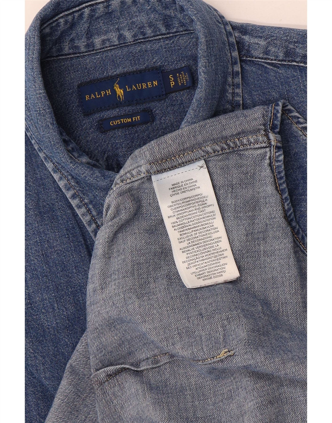 Ralph Lauren Mens Custom Fit Denim Shirt Small Blue Cotton