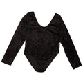 VINTAGE Womens Velour Long Sleeve Bodysuit UK 10 Small Black Polyester