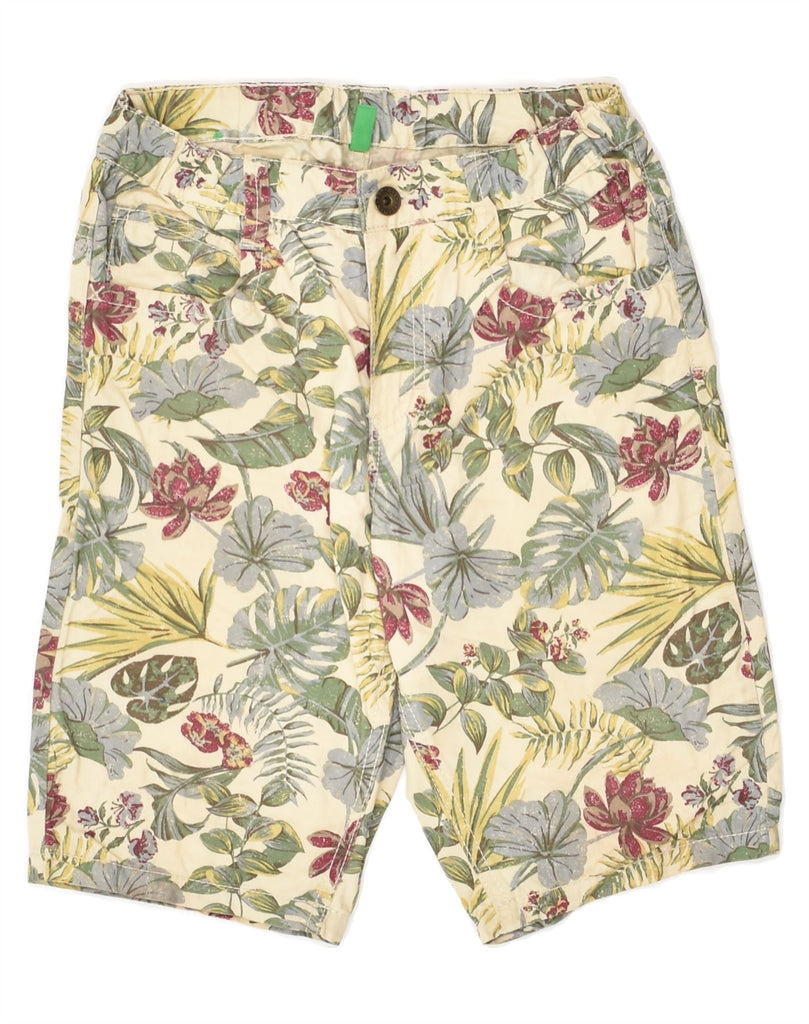 BENETTON Boys Bermuda Shorts 8-9 Years  Large W24 Beige Floral Cotton | Vintage Benetton | Thrift | Second-Hand Benetton | Used Clothing | Messina Hembry 