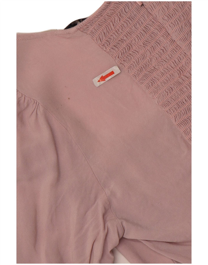 Jack Wills Womens Crop Blouse Top UK 12 Medium Pink Viscose