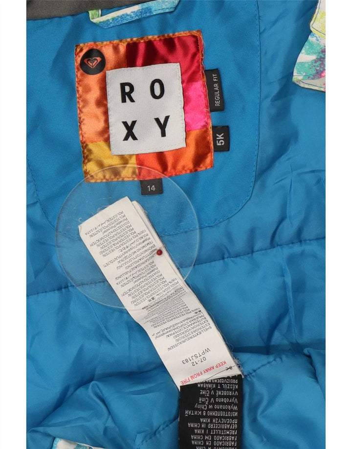 Roxy Womens Hooded Ski Jacket UK 14 Medium Multicoloured Geometric