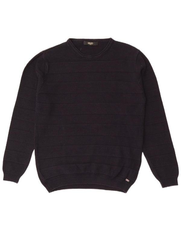 Liu Jo Mens Crew Neck Jumper Sweater XL Navy Blue Striped