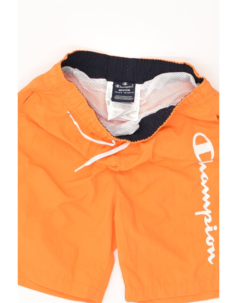 CHAMPION Boys Graphic Sport Shorts 9-10 Years Medium Orange Polyamide | Vintage Champion | Thrift | Second-Hand Champion | Used Clothing | Messina Hembry 