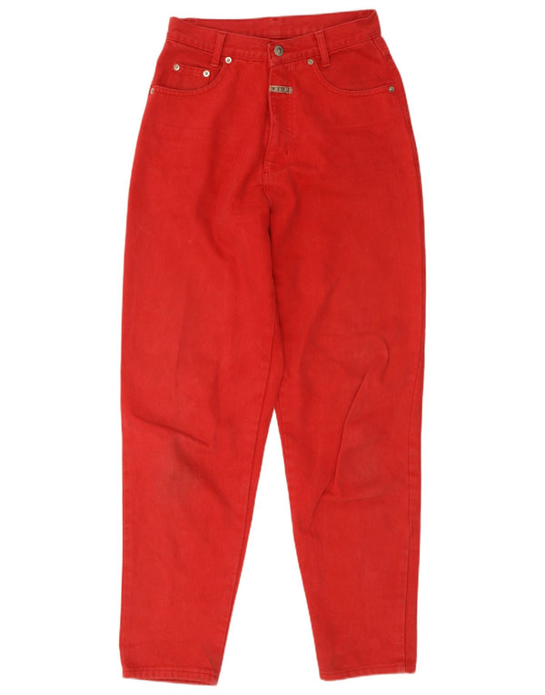 Vintage Womens High Waist Tapered Jeans IT 44 Medium W26 L30 Red Cotton