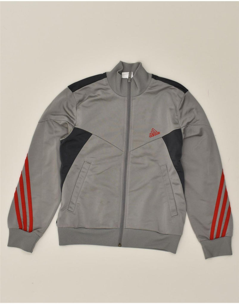 ADIDAS Boys Graphic Tracksuit Top Jacket 9-10 Years Grey Colourblock | Vintage Adidas | Thrift | Second-Hand Adidas | Used Clothing | Messina Hembry 