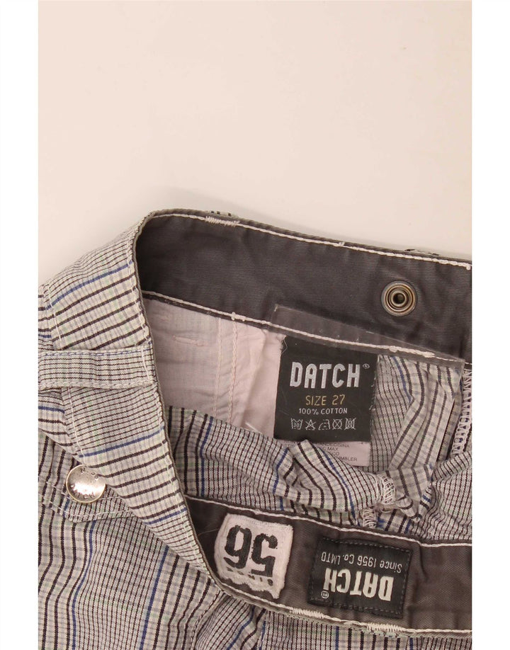Datch Womens Chino Shorts Small W27 Grey Check Cotton