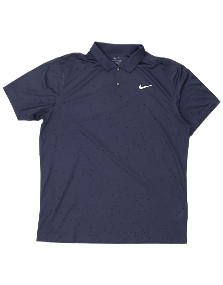 Nike Mens Dri Fit Standard Fit Polo Shirt Large Navy Blue Polyester
