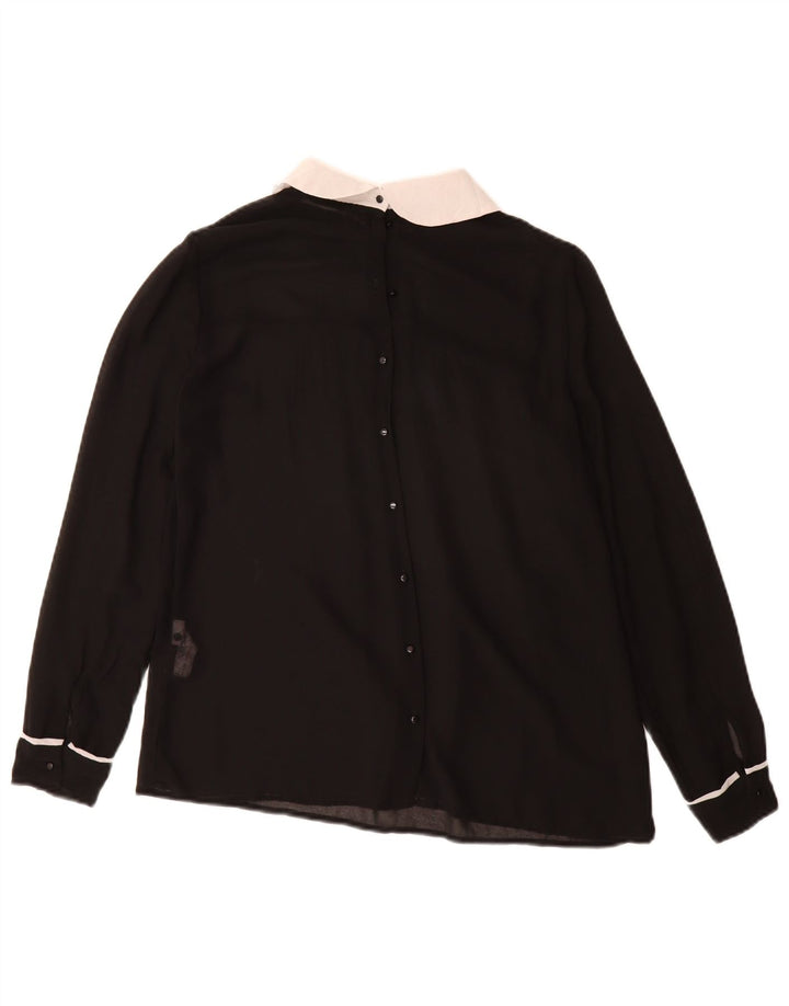 Zara Womens Shirt Blouse UK 10 Small Black Polyester