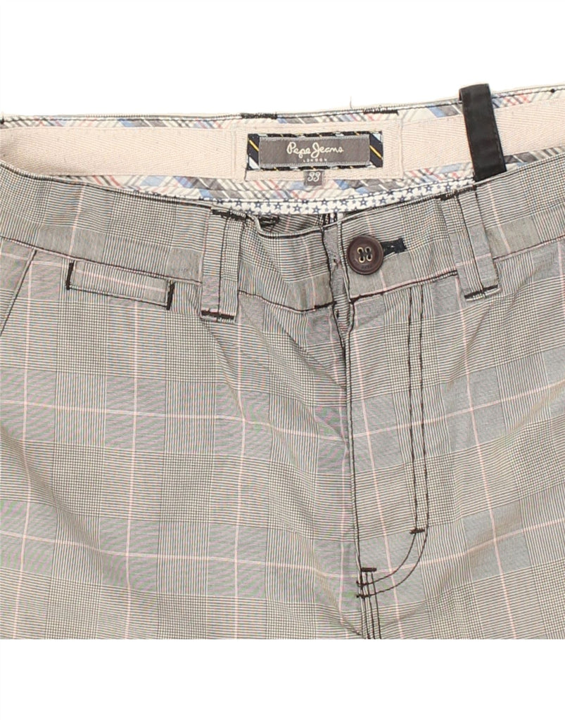 PEPE JEANS Womens Chino Shorts W33 Large  Grey Check Cotton | Vintage PEPE Jeans | Thrift | Second-Hand PEPE Jeans | Used Clothing | Messina Hembry 