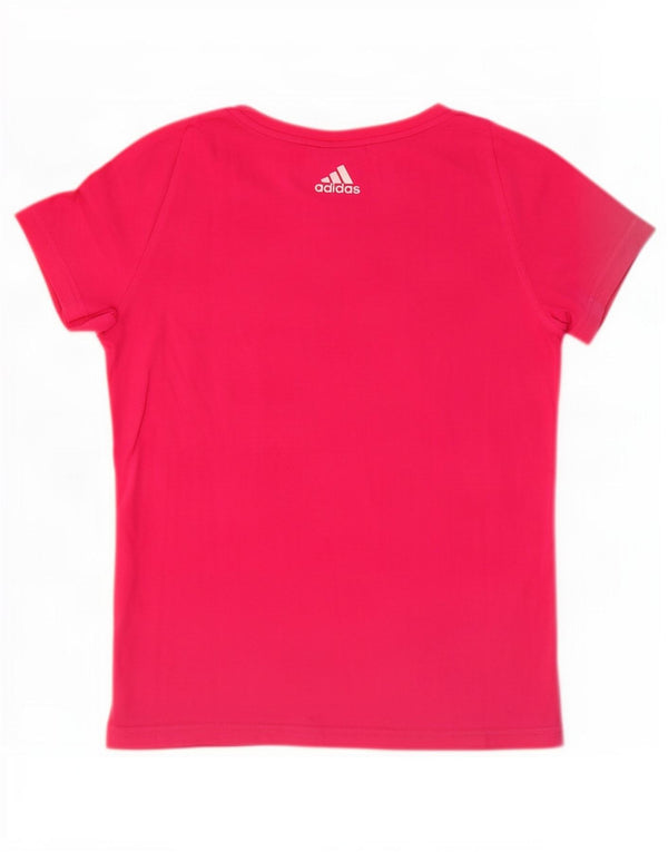 Adidas Womens Graphic T-Shirt Top UK 4/6 XS Pink Cotton