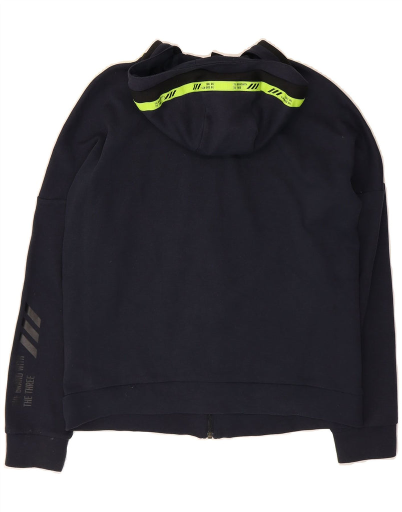 ADIDAS Boys Zip Hoodie Sweater 13-14 Years Navy Blue Vintage Adidas and Second-Hand Adidas from Messina Hembry 