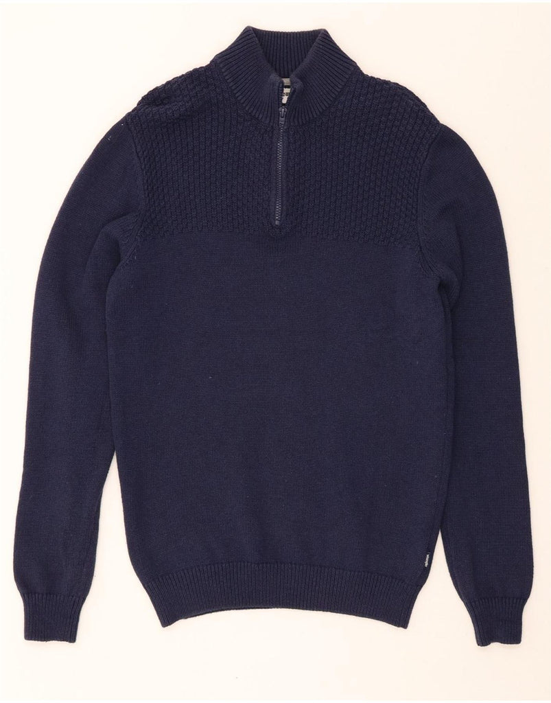 WRANGLER Mens Zip Neck Jumper Sweater Medium Navy Blue Cotton Vintage Wrangler and Second-Hand Wrangler from Messina Hembry 