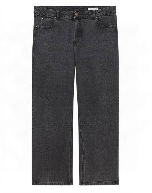Marks & Spencer Womens Wide Leg Jeans UK 22 3XL W42 L29 Grey Cotton