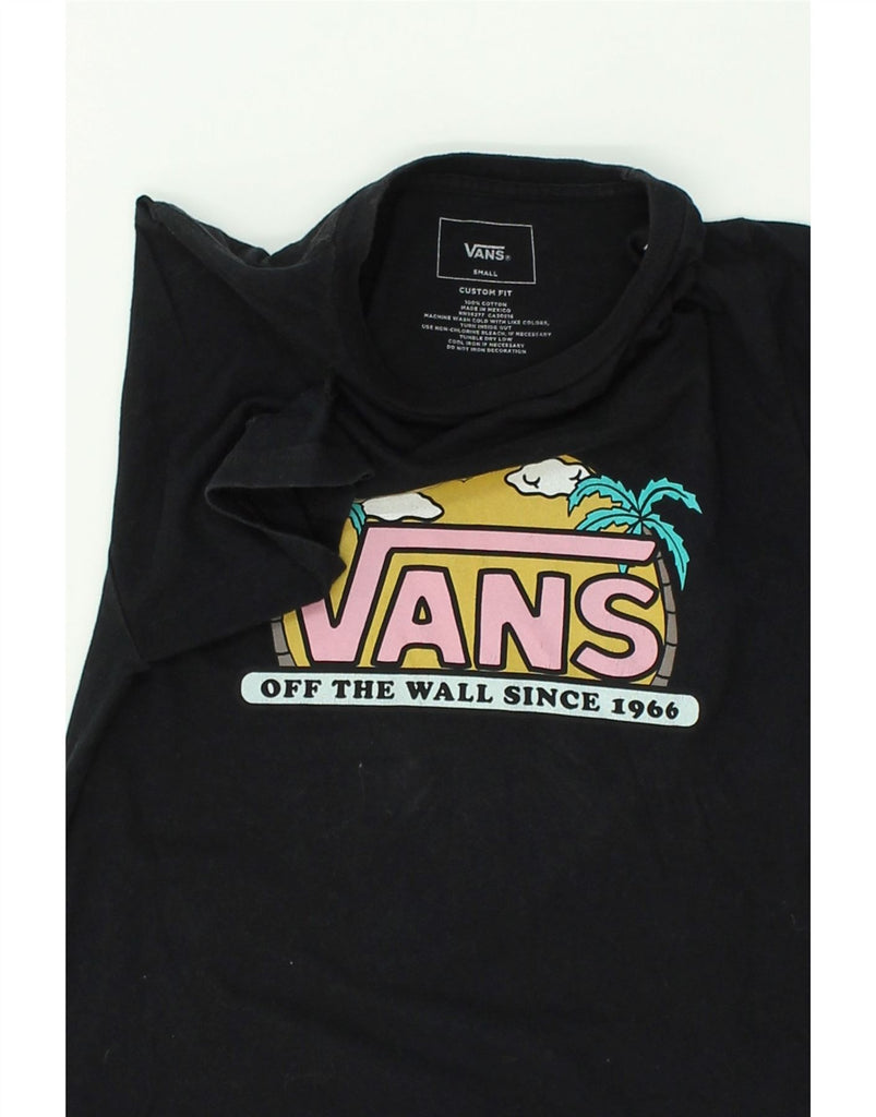 VANS Womens Custom Fit Graphic T-Shirt Top UK 10 Small Black Cotton | Vintage Vans | Thrift | Second-Hand Vans | Used Clothing | Messina Hembry 