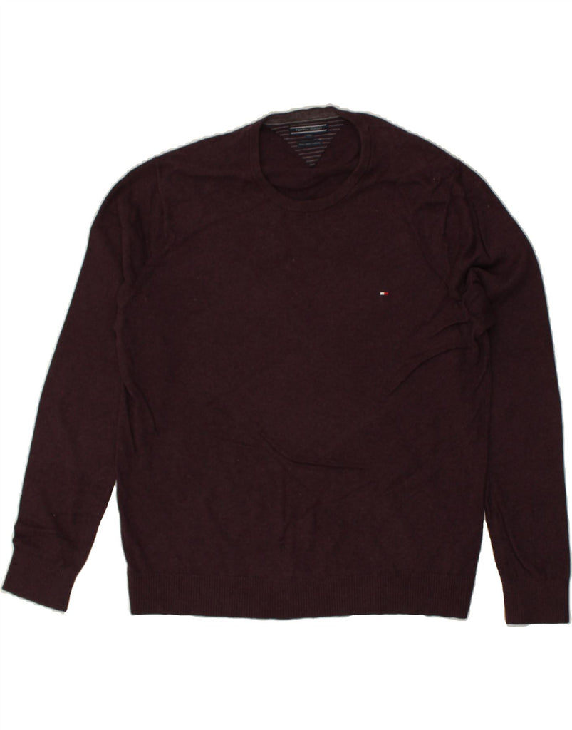 TOMMY HILFIGER Mens Crew Neck Jumper Sweater 2XL Burgundy Cotton | Vintage Tommy Hilfiger | Thrift | Second-Hand Tommy Hilfiger | Used Clothing | Messina Hembry 