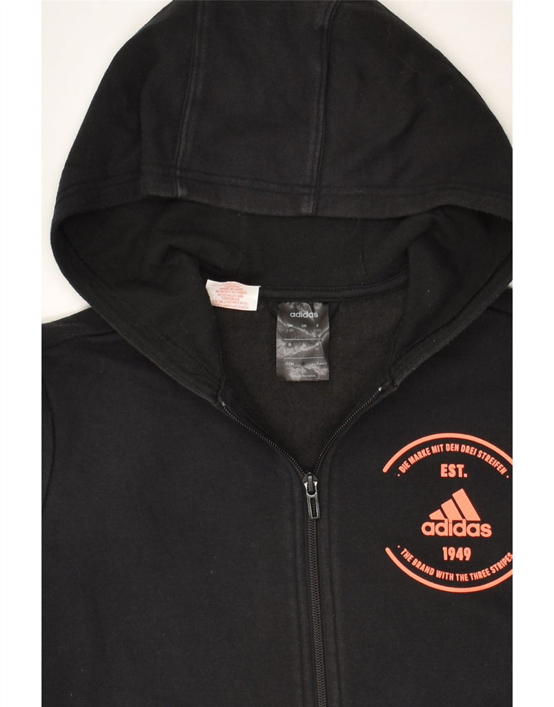 ADIDAS Boys Zip Hoodie Sweater 11-12 Years Black Colourblock Cotton | Vintage Adidas | Thrift | Second-Hand Adidas | Used Clothing | Messina Hembry 