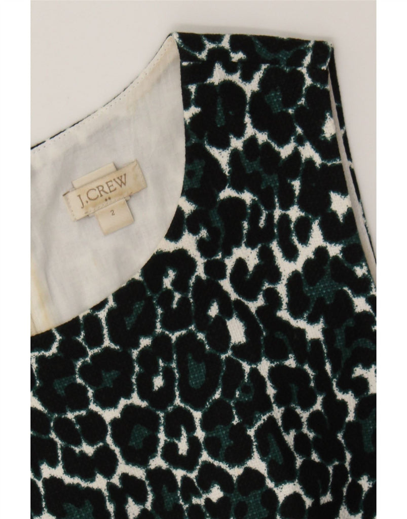 J. CREW Womens Sleeveless Sheath Dress US 2 XS Green Animal Print Cotton Vintage J. Crew and Second-Hand J. Crew from Messina Hembry 