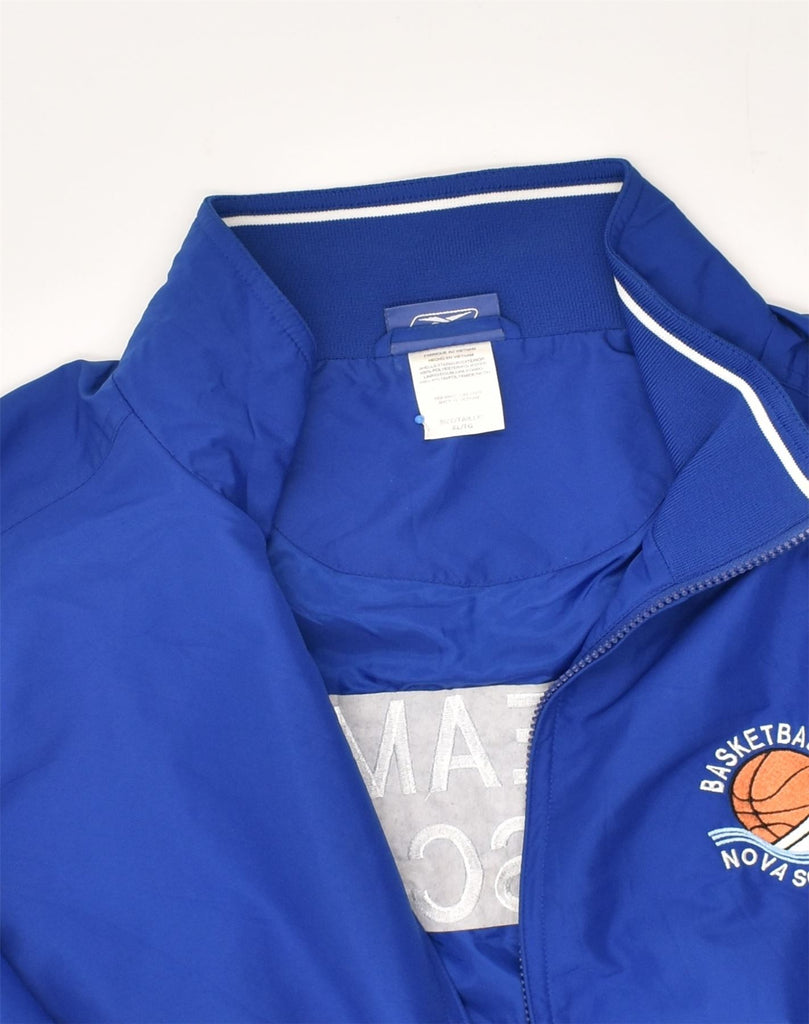 REEBOK Mens Basketball Graphic Rain Jacket UK 42 XL Blue Polyester | Vintage Reebok | Thrift | Second-Hand Reebok | Used Clothing | Messina Hembry 