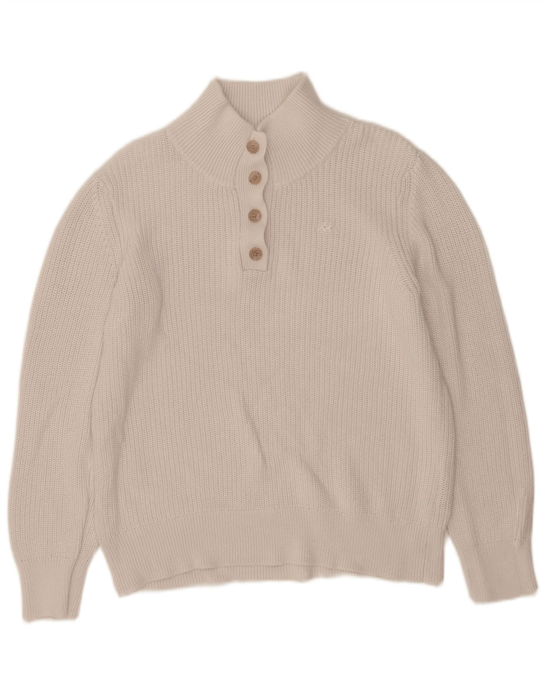Kappa Womens Button Neck Jumper Sweater UK 16 Large White Cotton