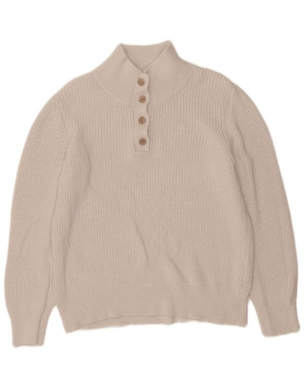 Kappa Womens Button Neck Jumper Sweater UK 16 Large White Cotton